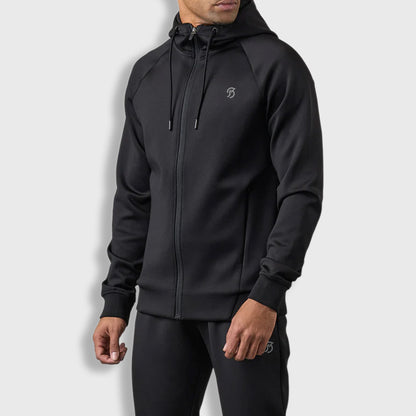 Full Zip Poly Top - Black