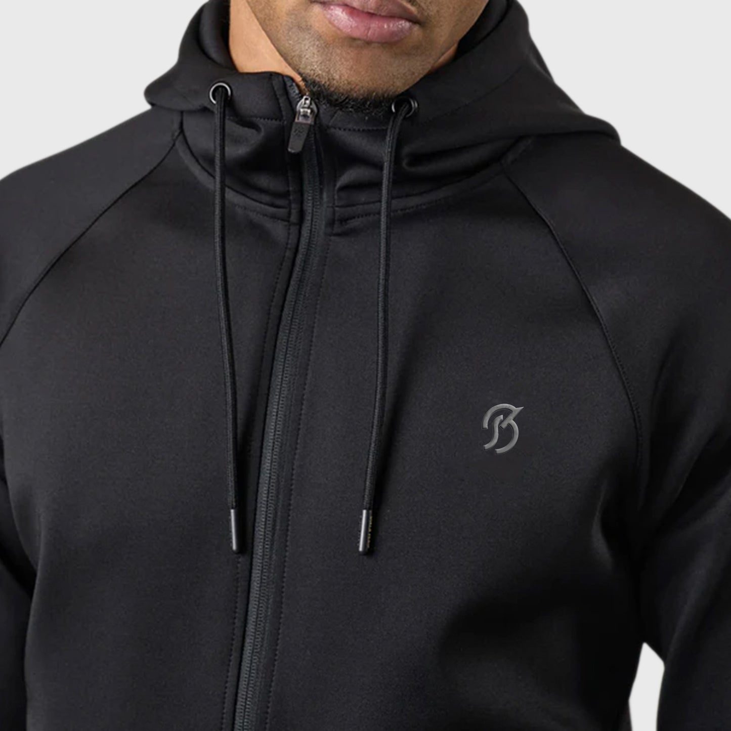 Full Zip Poly Top - Black