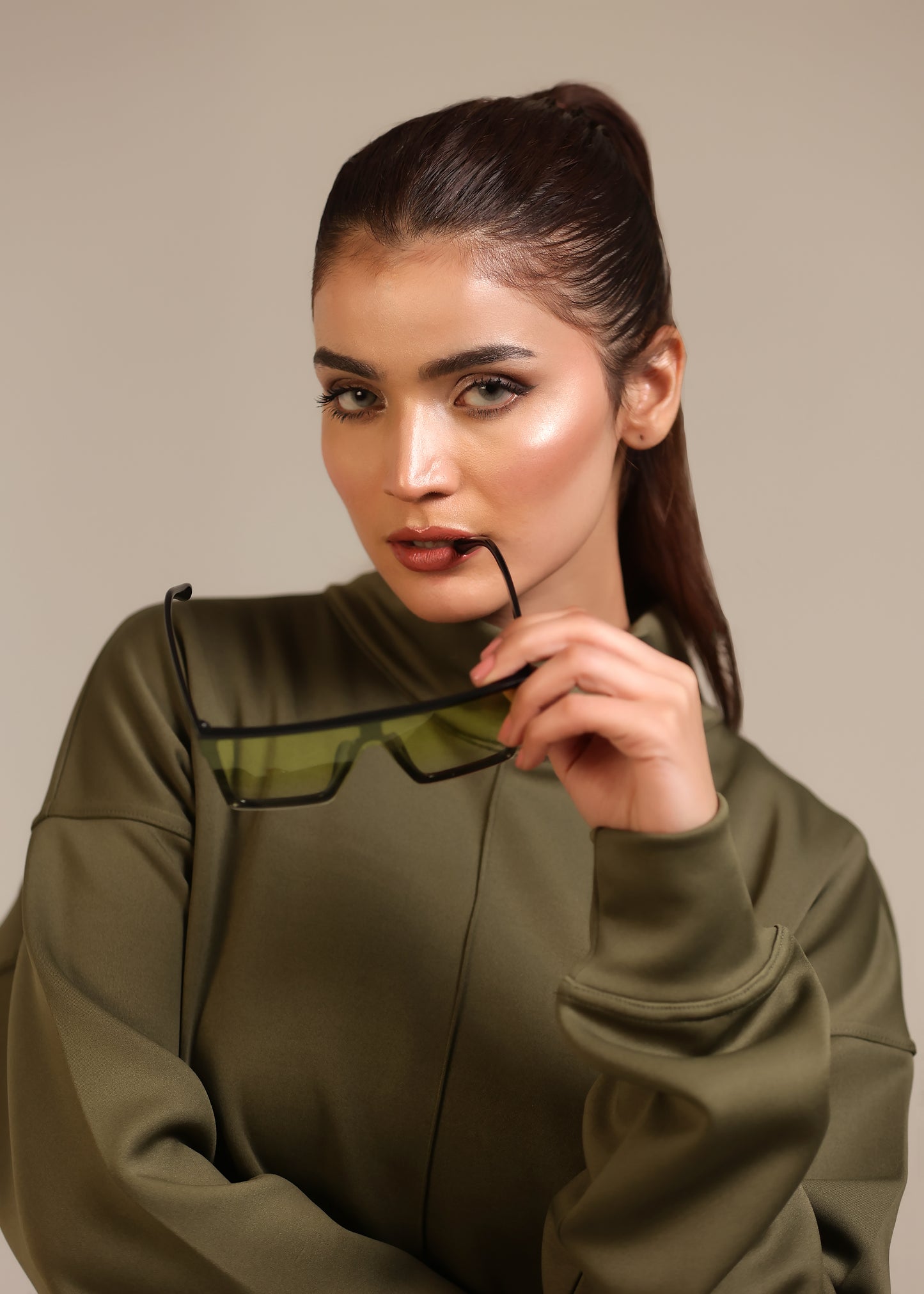 Stanxe Signature  Co-Ord Set Olive Green