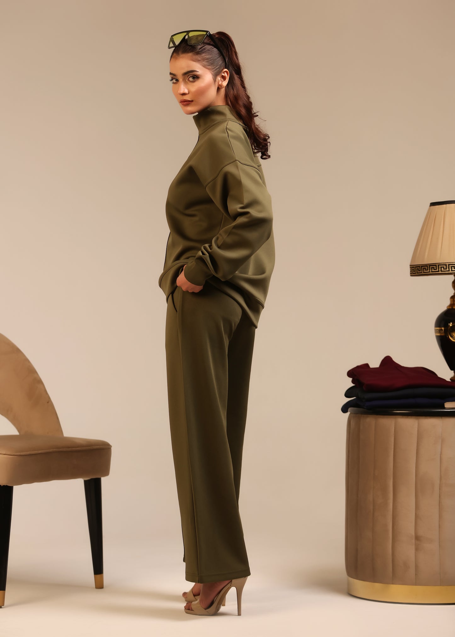 Stanxe Signature  Co-Ord Set Olive Green