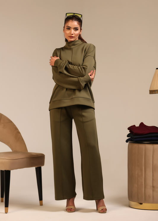 Stanxe Signature  Co-Ord Set Olive Green