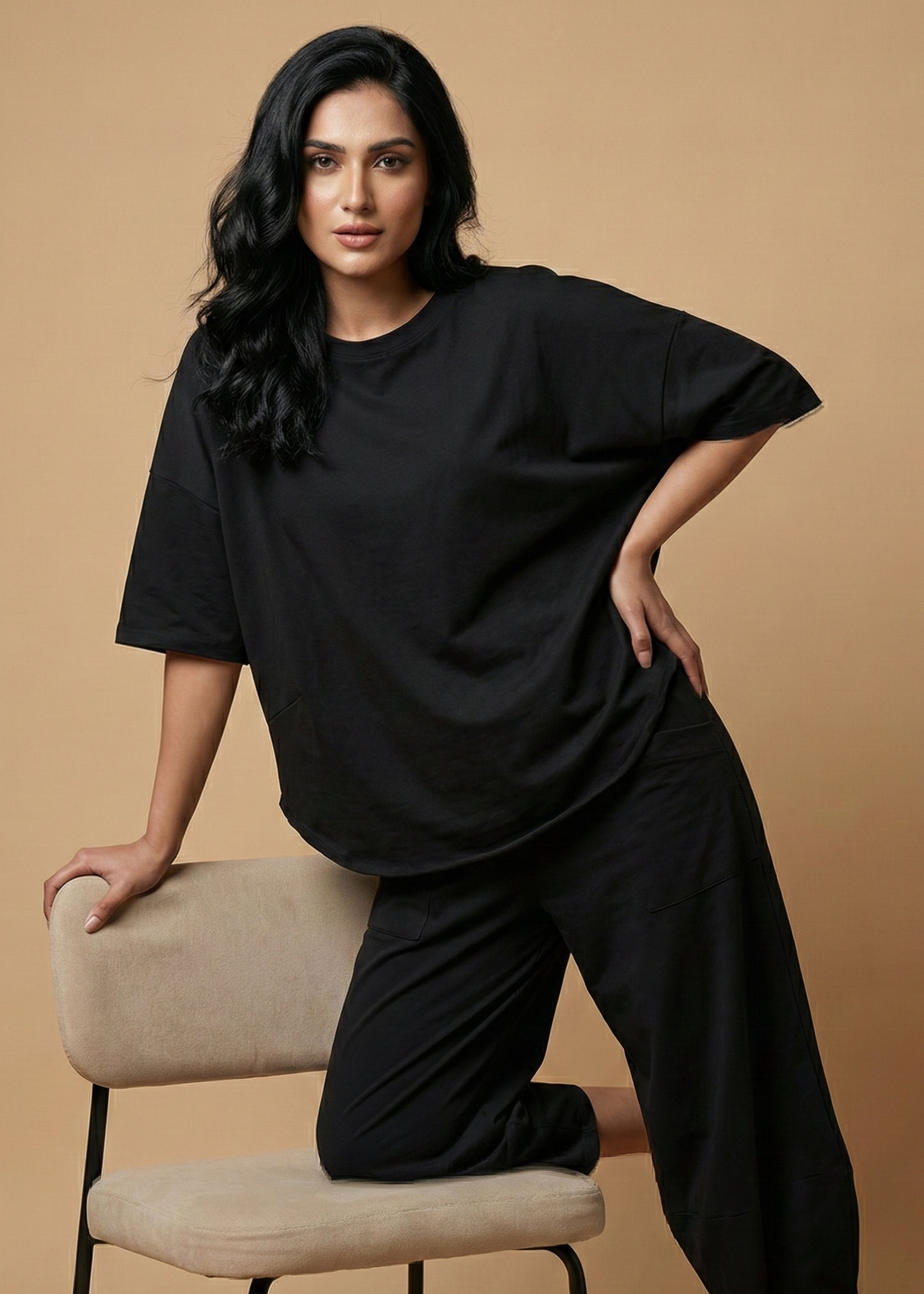 Stanxe Lavender Lounge Set  (Black)