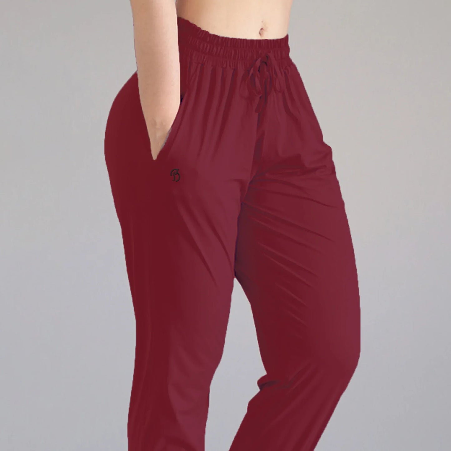 Women Chic Utility Pants - Maroon