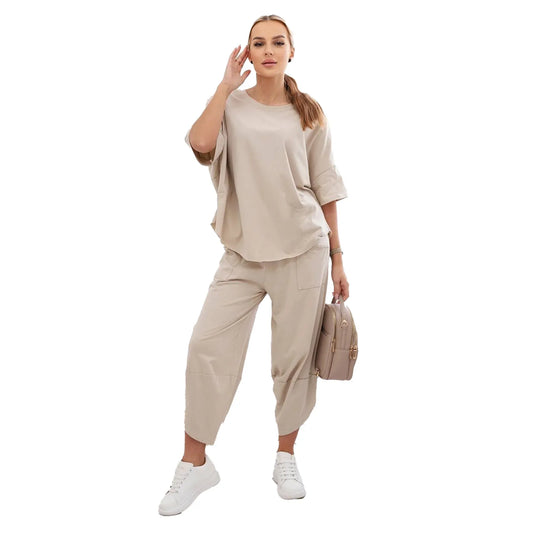 Stanxe Lavender Lounge Set  (Cream beige)