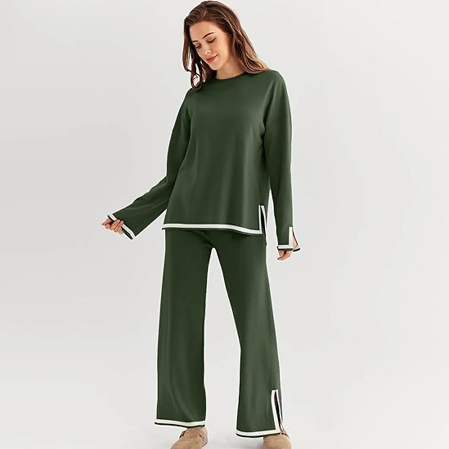 Stanxe DreamLine Co-ord (Deep Olive)